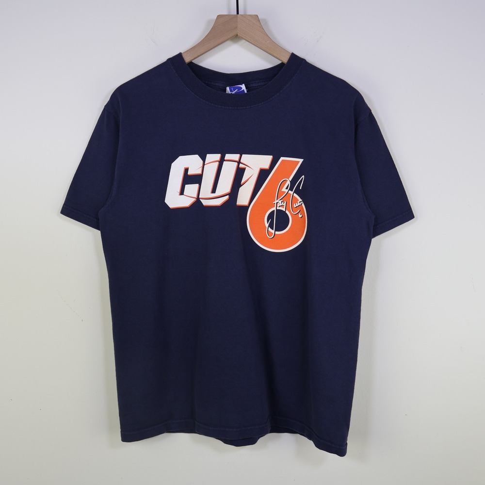 Y2K Jay Cutler Cut6 Chicago Bears T-Shirt Size Medium Navy Blue Cotton